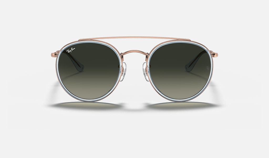 Round Double Bridge Sunglasses in Copper and Grey | Ray-Ban®