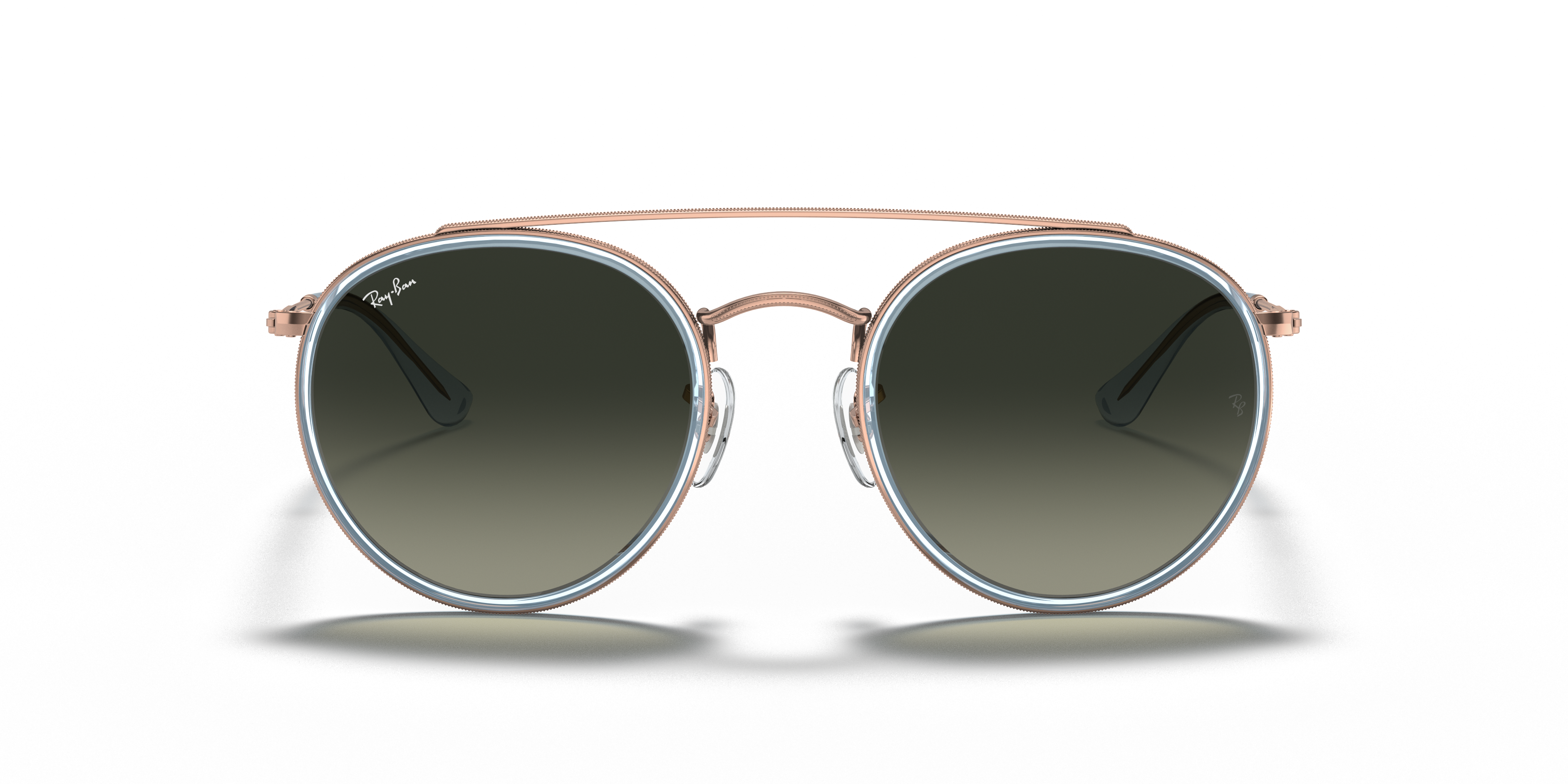 Round Double Bridge Sunglasses in Light Blue and Grey | Ray-Ban®