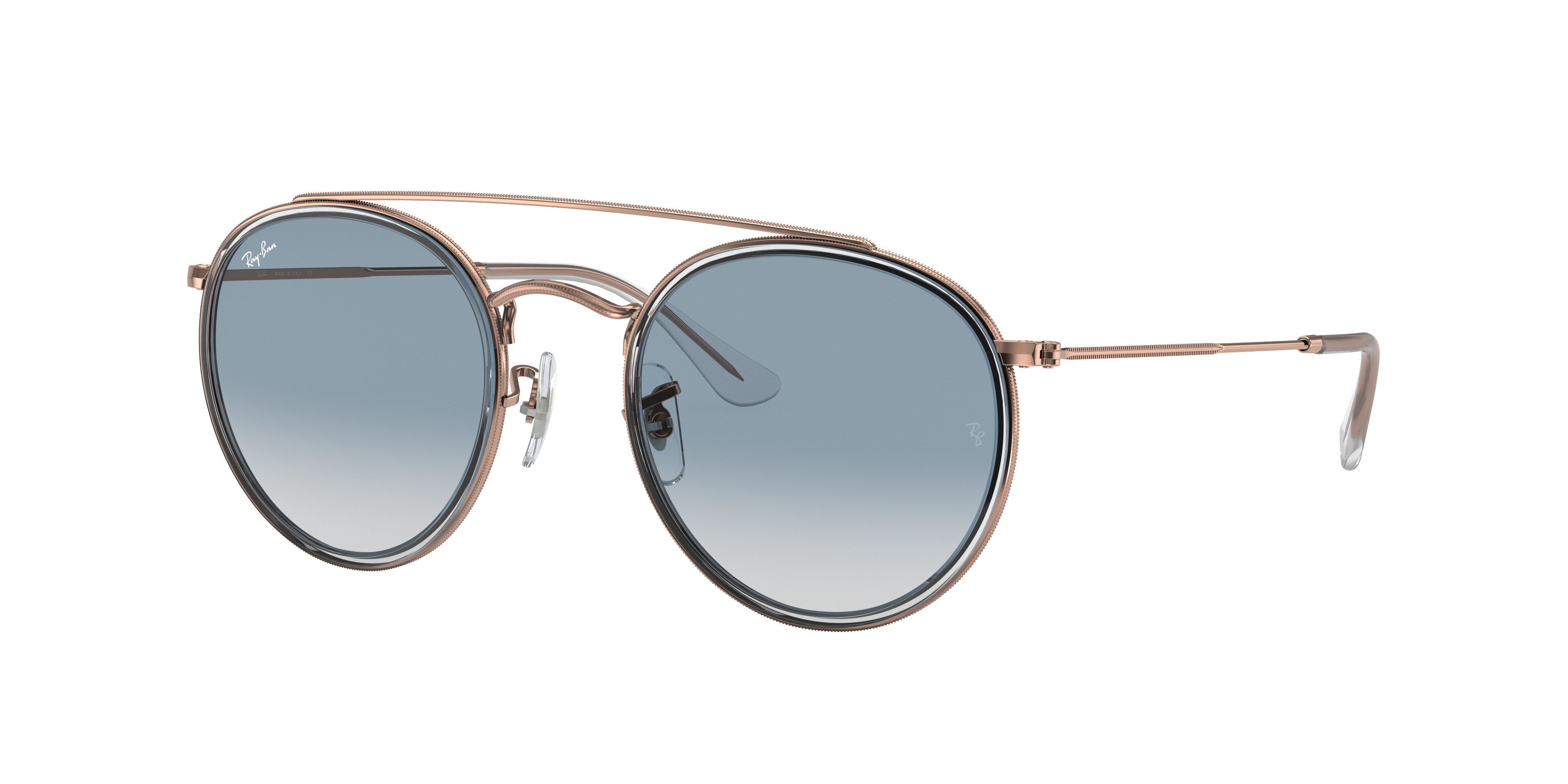 Round Double Bridge Sunglasses in Copper and Light Blue | Ray-Ban®
