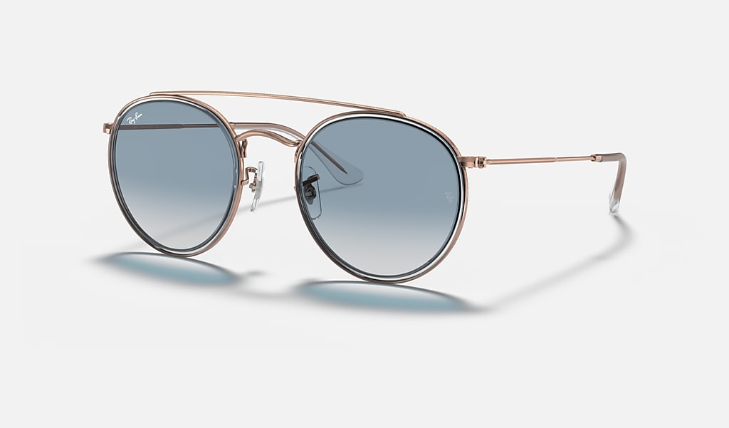 Round Double Bridge Sunglasses in Copper and Light Blue | Ray-Ban®
