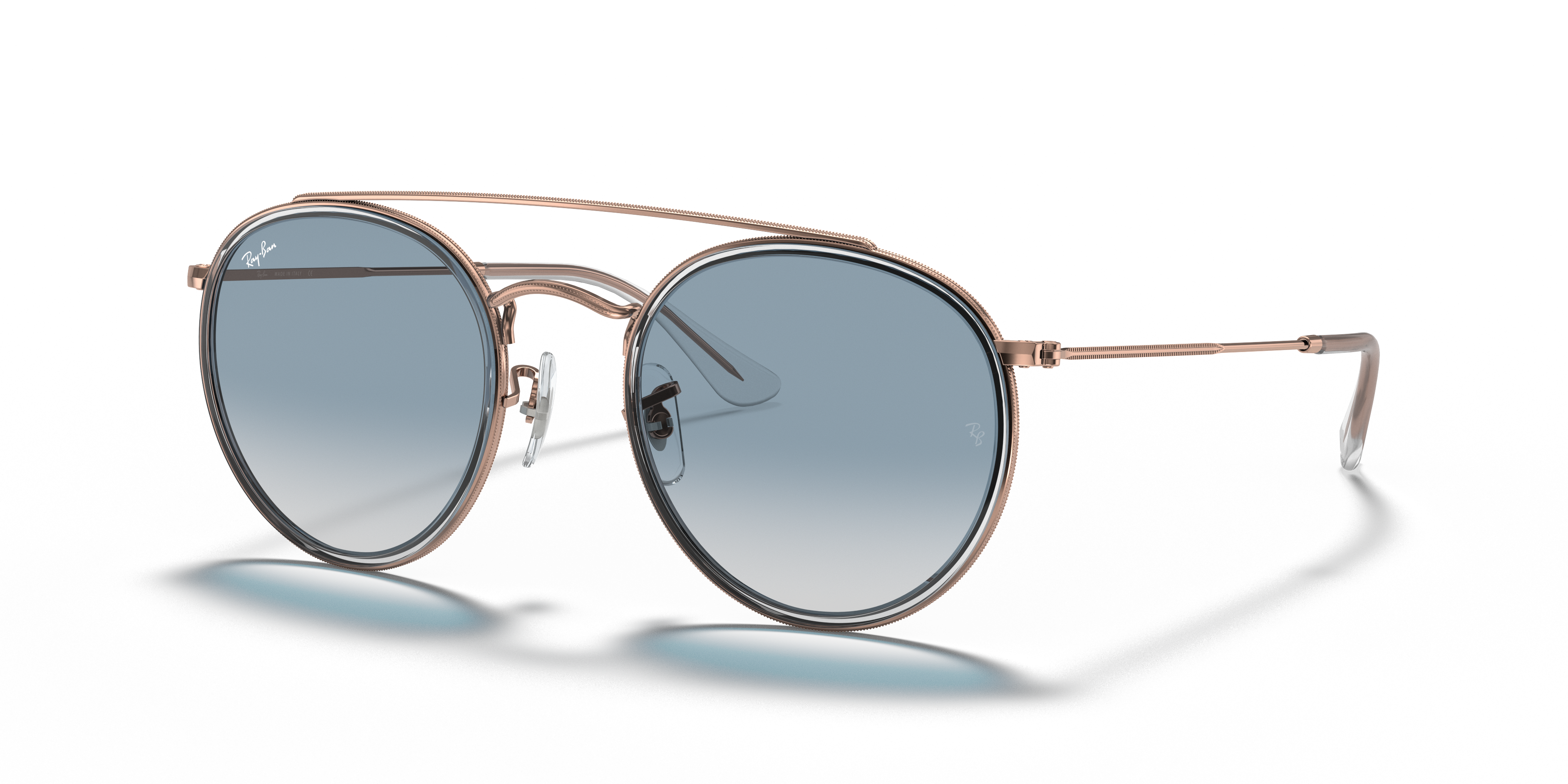 ROUND DOUBLE BRIDGE Sunglasses in Copper and Light Blue - RB3647N