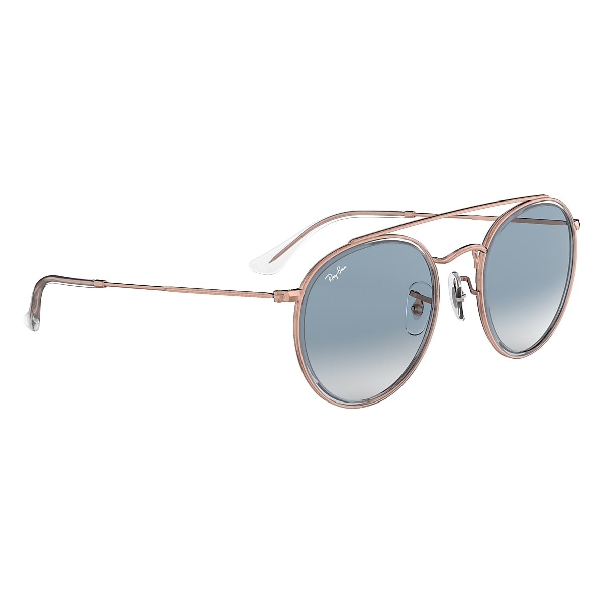 Ray-Ban Sunglasses Round Double Bridge Bronze-copper Frame Blue Lenses