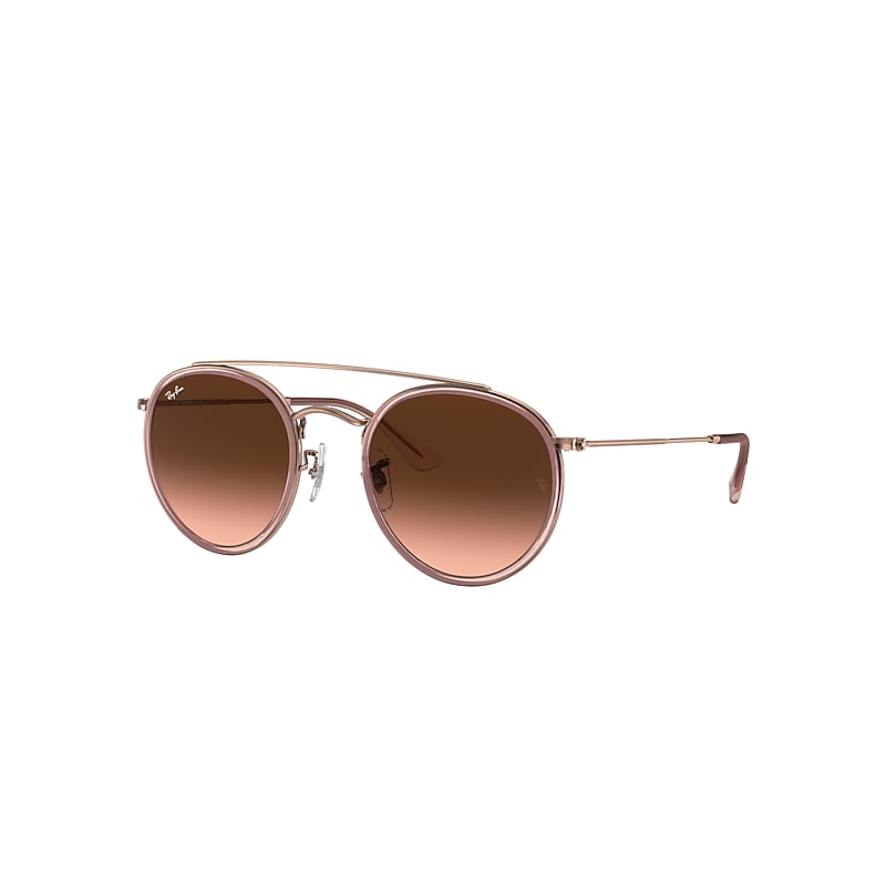 Ray-Ban Round Double Bridge Sunglasses Bronze-copper Frame Brown Lenses 51-22