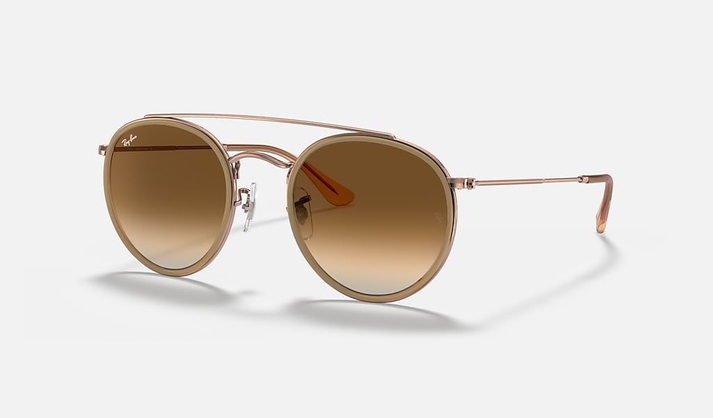 Round Double Bridge Sunglasses in Copper and Light Brown | Ray-Ban®