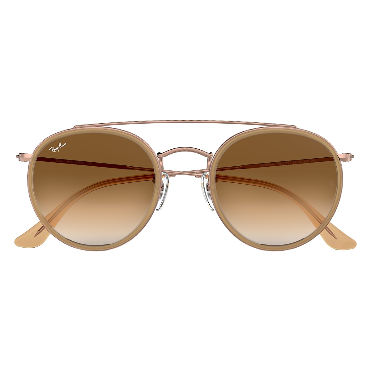 Ray-Ban Sunglasses Round Double Bridge Bronze-copper Frame Brown Lenses