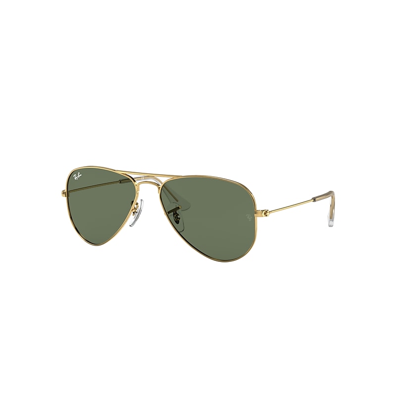 Ray-Ban Aviator Kids Sunglasses Gold Frame Green Lenses 52-14