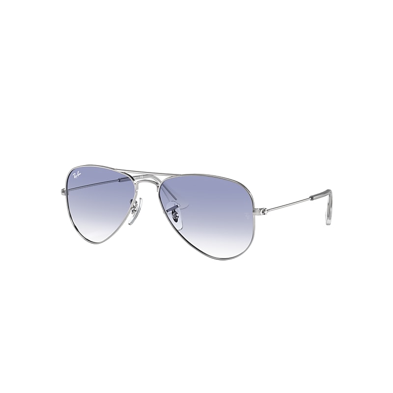 Ray-Ban Junior Aviator Kids Sunglasses Silver Frame Blue Lenses 52-14
