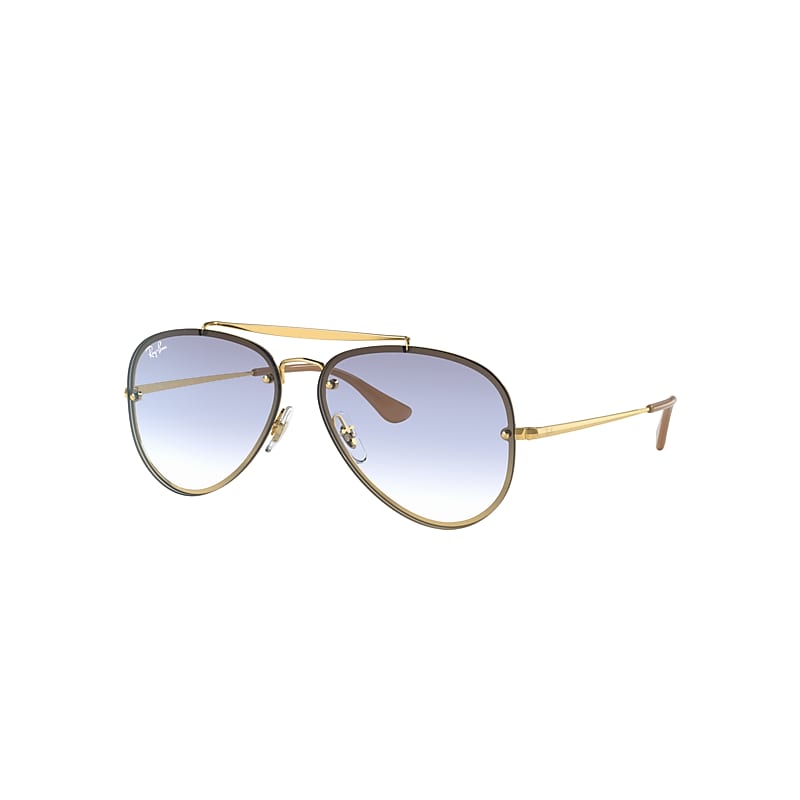 Ray-Ban Blaze Aviator Sunglasses Gold Frame Blue Lenses 61-13