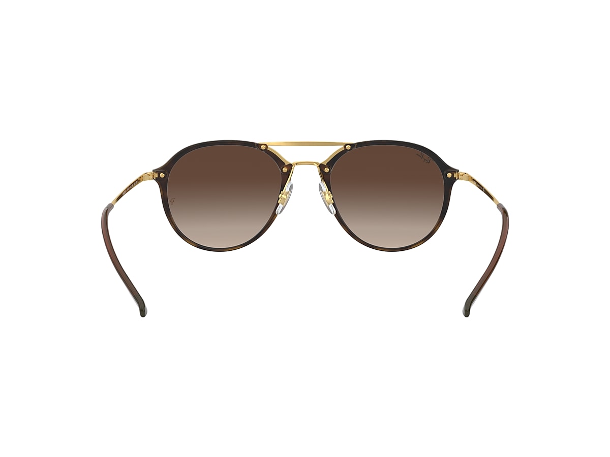 Blaze Double Bridge Sunglasses in Light Havana and Brown | Ray-Ban®