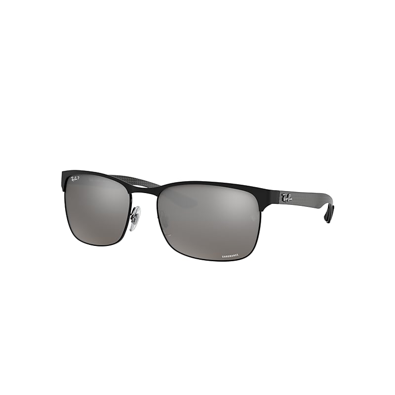 Ray-Ban Rb8319ch Chromance Sunglasses Black Frame Silver Lenses Polarized 60-18