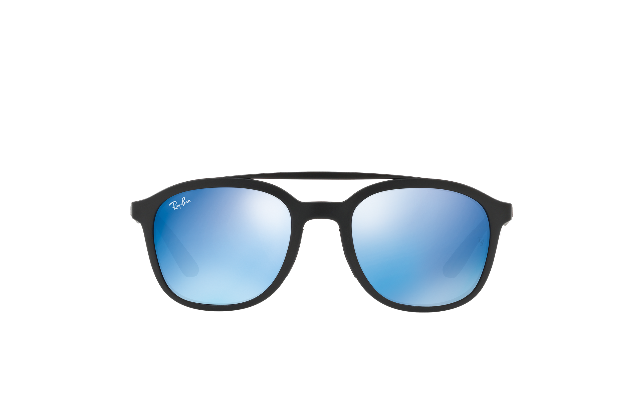 ray ban matte black blue mirror