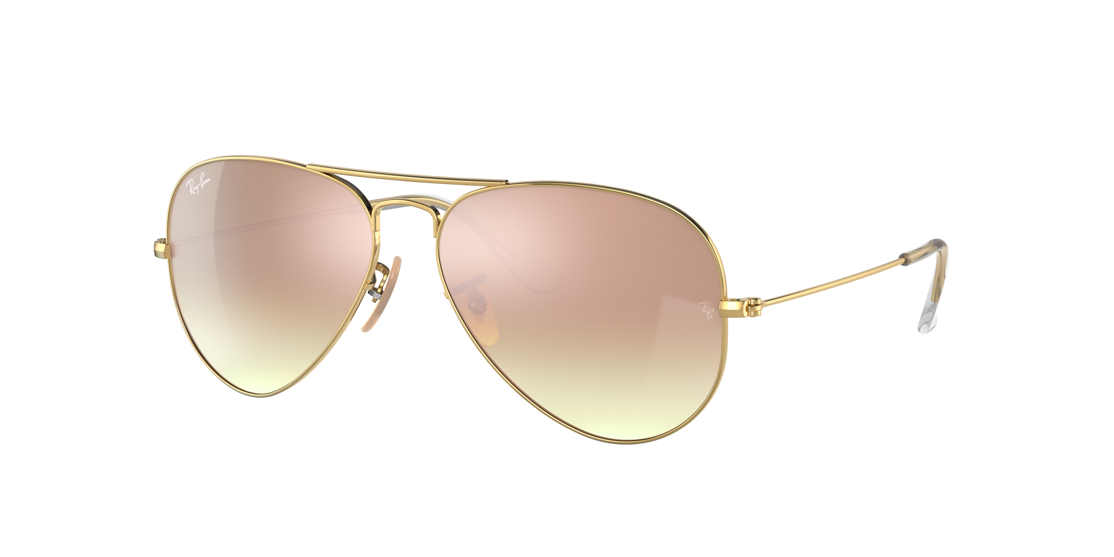 Bourgeon kopi damp Aviator Mirror Sunglasses in Gold and Pink | Ray-Ban®