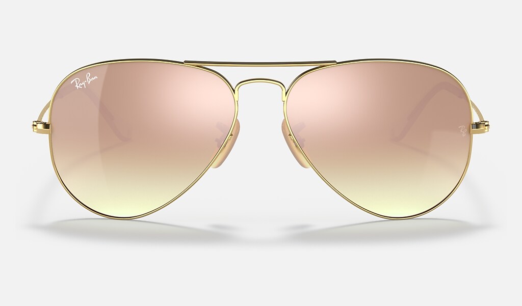 Aviator Mirror Sunglasses in Gold and Pink | Ray-Ban®