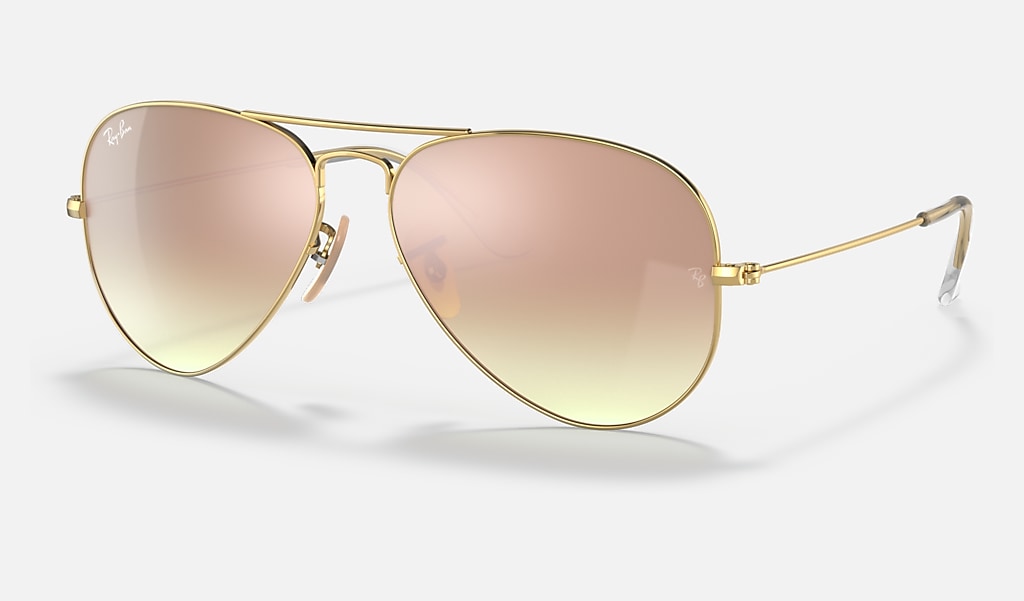 Gooey Aftrekken ei Aviator Mirror Sunglasses in Gold and Pink | Ray-Ban®