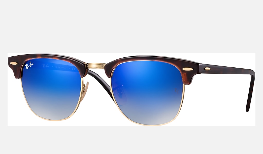 Clubmaster Flash Lenses Gradient Sunglasses in Shiny Red Havana and Blue |  Ray-Ban®