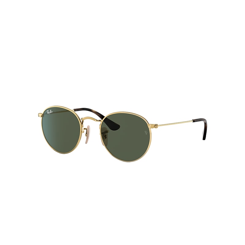 Ray-Ban Round Kids Sunglasses Gold Frame Green Lenses 44-19