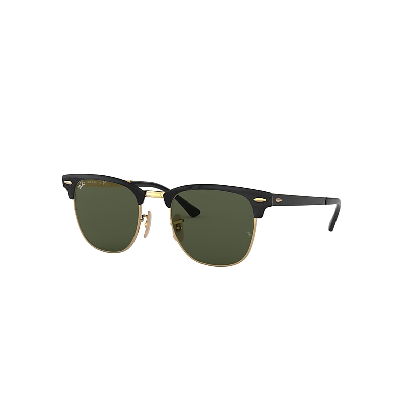 Ray-Ban Clubmaster Metal Sunglasses Black Frame Green Lenses 51-21