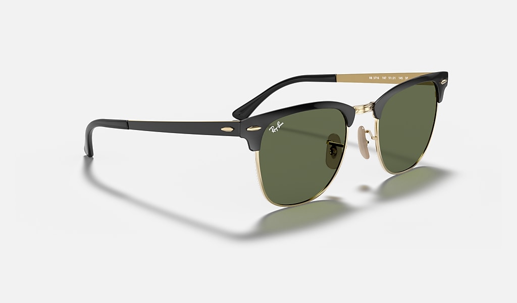 uitzetten Handvest Portugees Clubmaster Metal Sunglasses in Black On Gold and Green | Ray-Ban®