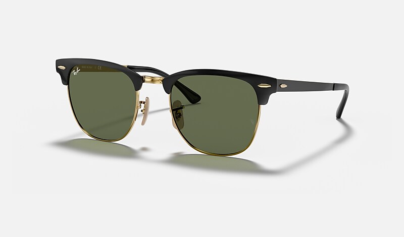 CLUBMASTER METAL Sunglasses in Black On Gold and Green - RB3716
