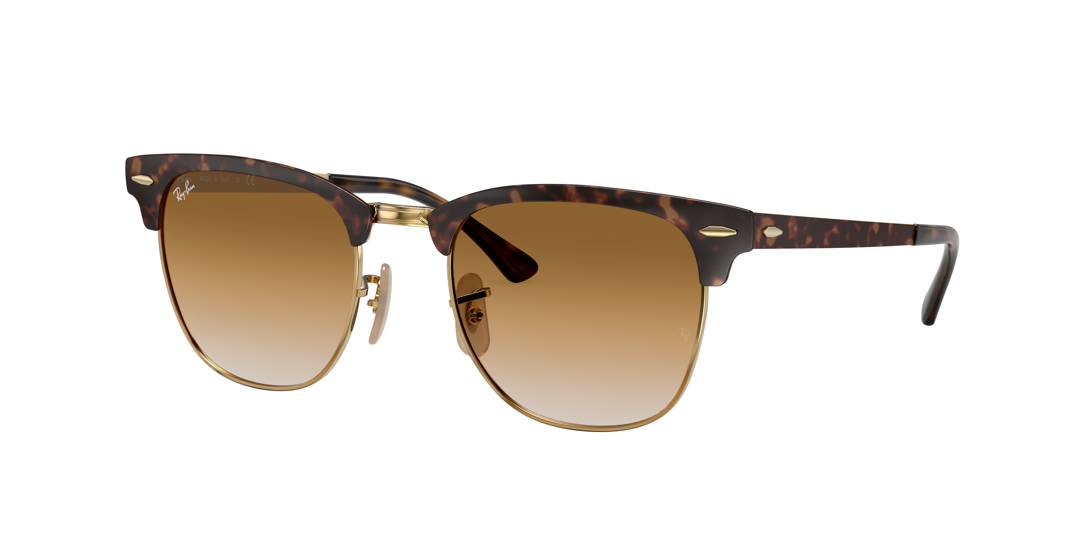 Clubmaster Metal Sunglasses in Havana On Gold and Light Brown | Ray-Ban®