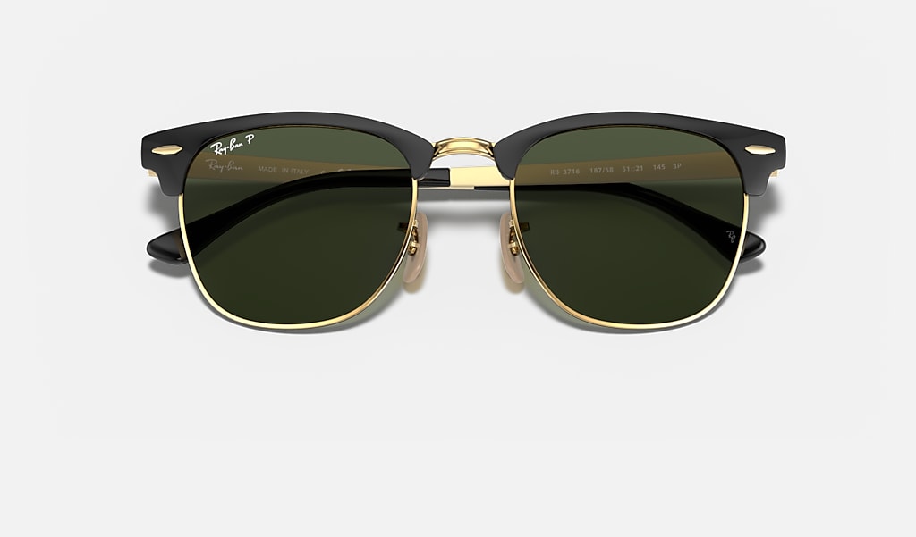 Clubmaster Metal Sunglasses in Black On Gold and Green | Ray-Ban®