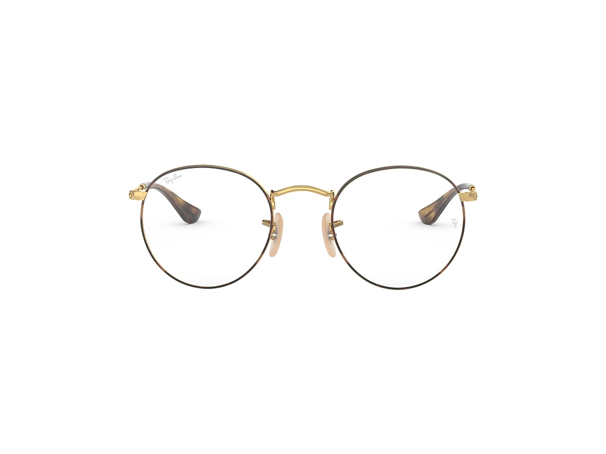 Round Metal Optics Eyeglasses with Havana On Gold Frame | Ray-Ban®