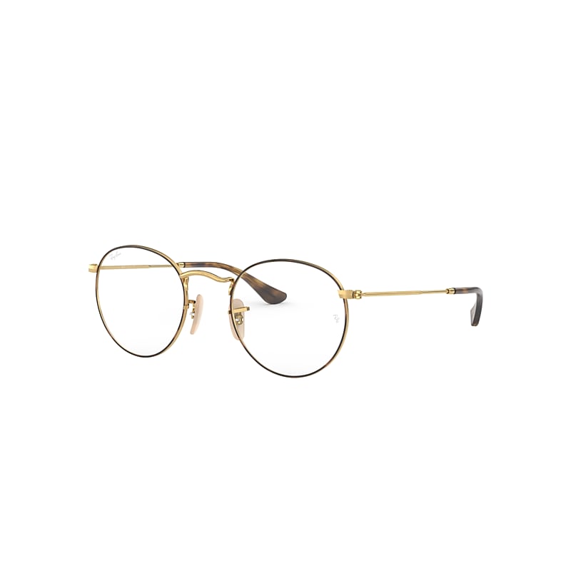 Ray-Ban Round Metal Optics Eyeglasses Gold Frame Clear Lenses 50-21