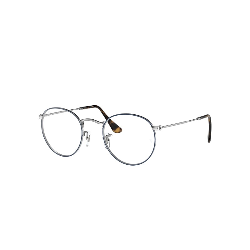 Ray-Ban Round Metal Optics Eyeglasses Silver Frame Clear Lenses 47-21