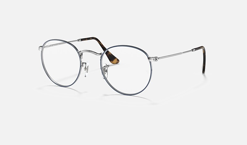 ROUND METAL OPTICS Les lunettes de vue Bleu sur Argent avec