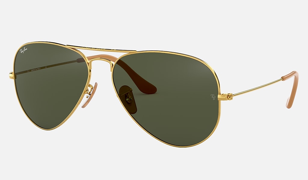 Aviator 1937 Sunglasses in Gold and Green | Ray-Ban®
