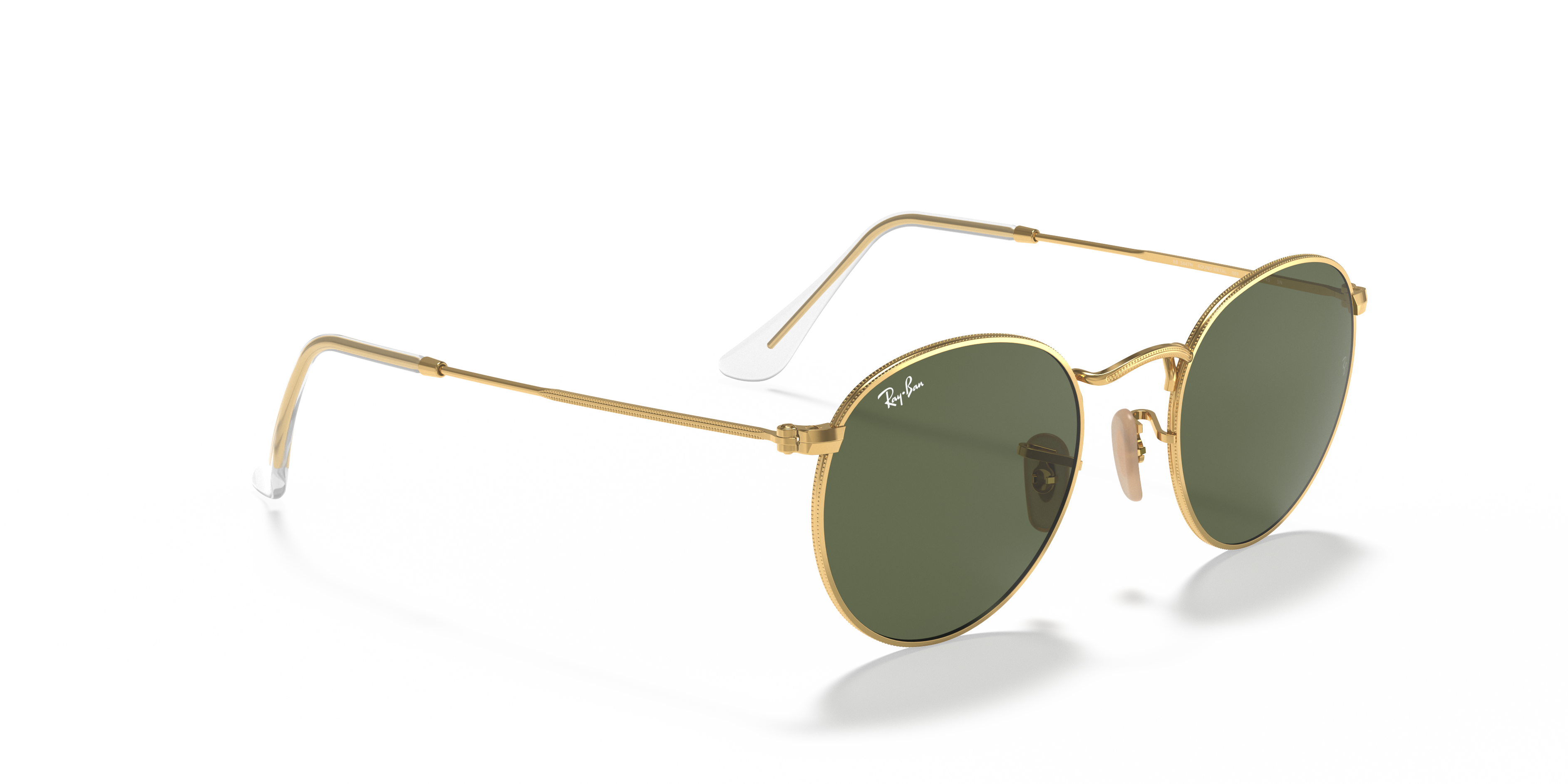 Round Flat Lenses Sunglasses in Gold and Green | Ray-Ban®