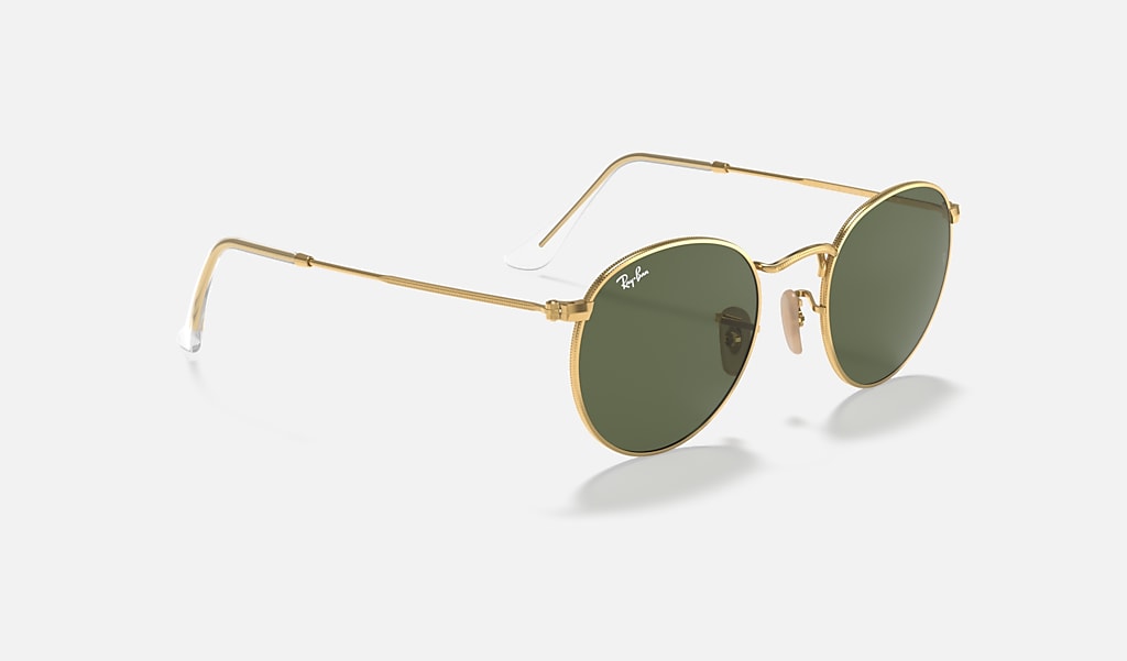 Mondwater Vruchtbaar tegel Round Flat Lenses Sunglasses in Gold and Green | Ray-Ban®