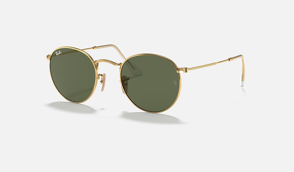 Christian smal Bel terug Round Flat Lenses Sunglasses in Gold and Green | Ray-Ban®