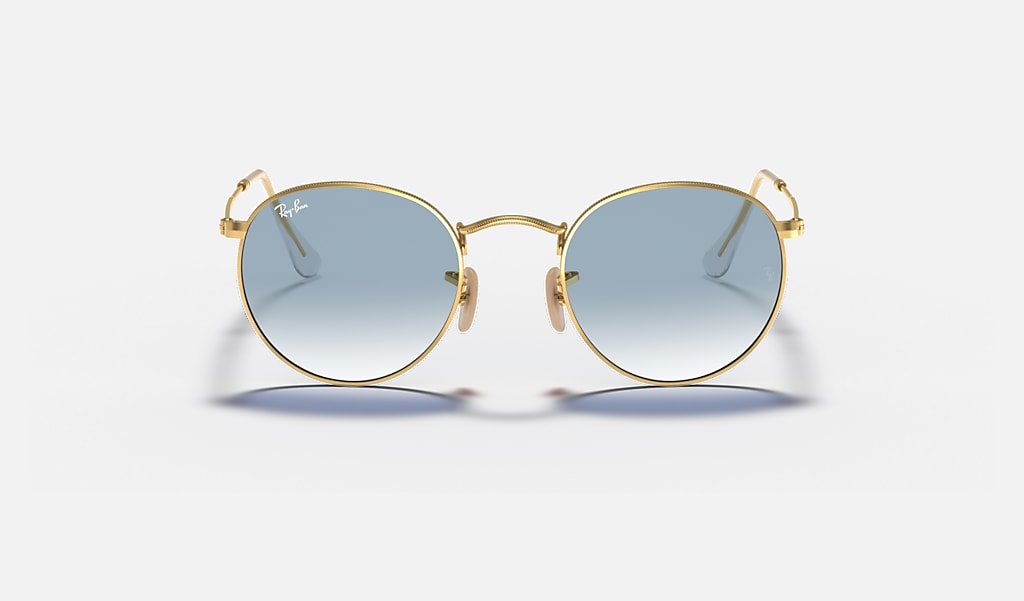 Round Flat Lenses Sunglasses in Gold and Light Blue Ray-Ban®
