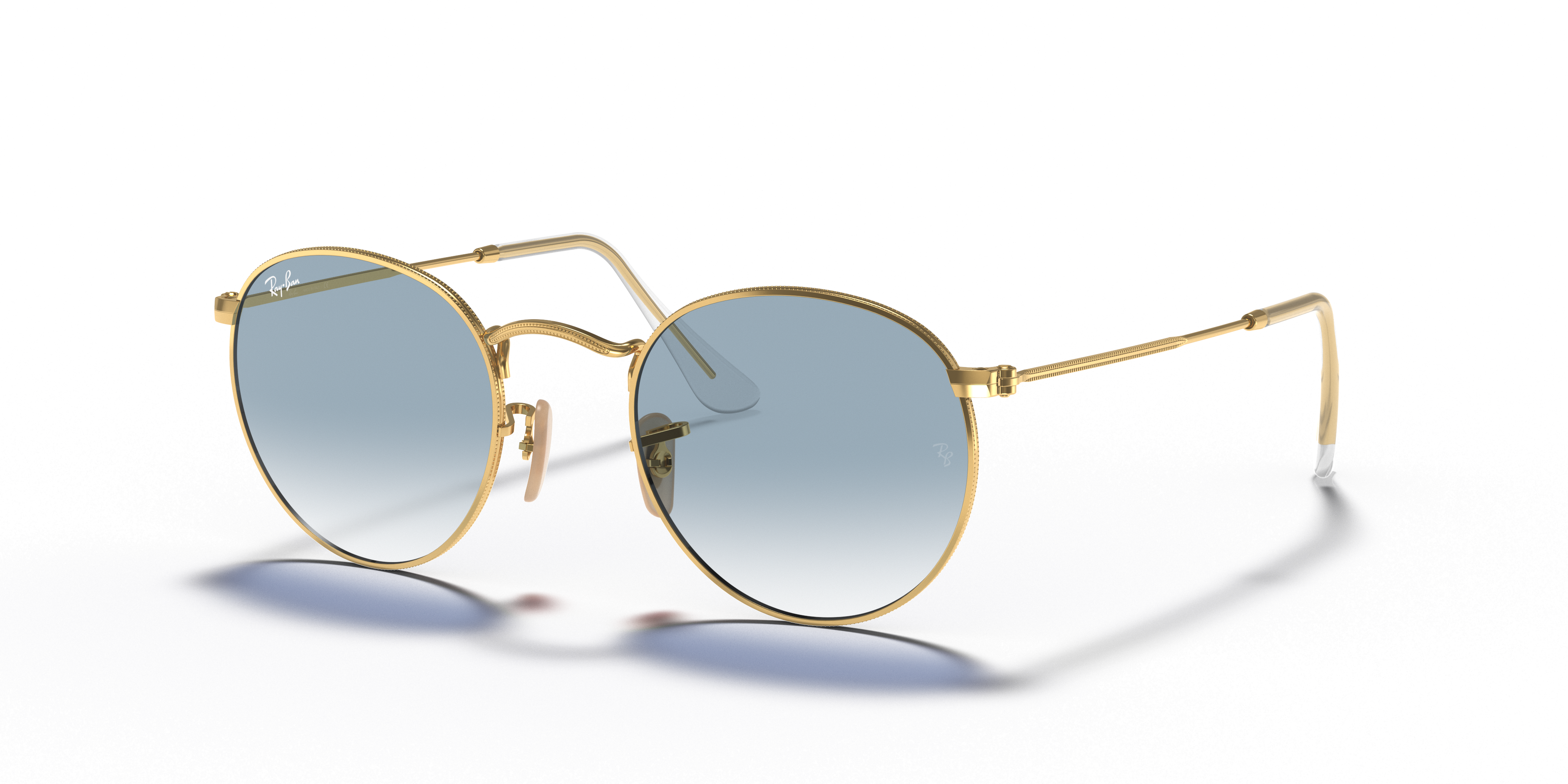 Round Flat Lenses Sunglasses in Gold and Light Blue | Ray-Ban®