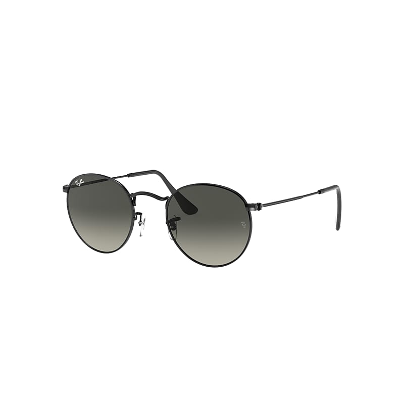 Ray-Ban Round Flat Lenses Sunglasses Black Frame Grey Lenses 50-21