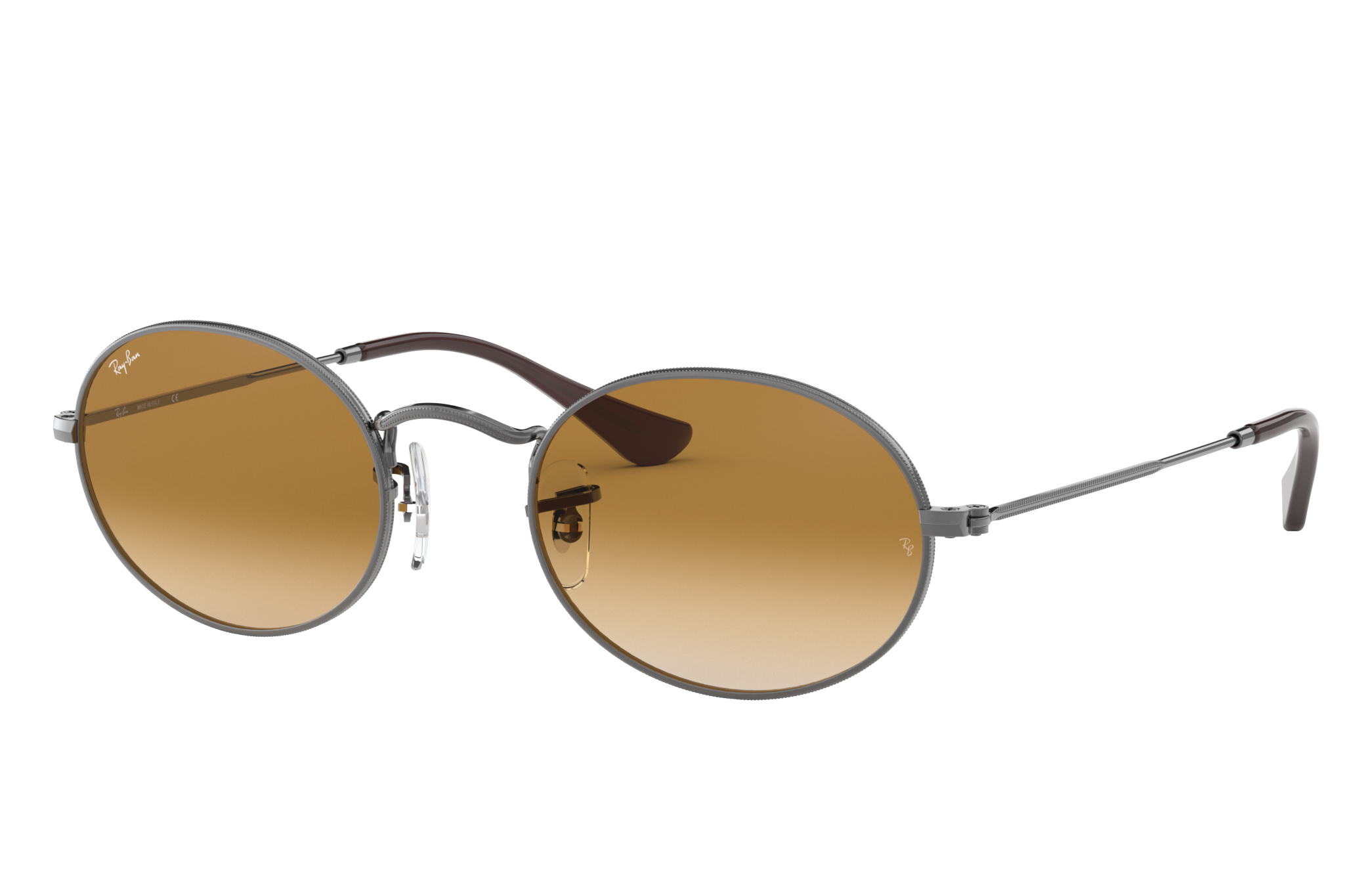 Oval Flat Lenses Sunglasses in Black and Light Brown | Ray-Ban®