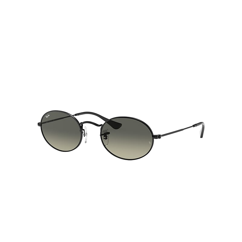 Ray-Ban Oval Flat Lenses Sunglasses Black Frame Grey Lenses 51-21