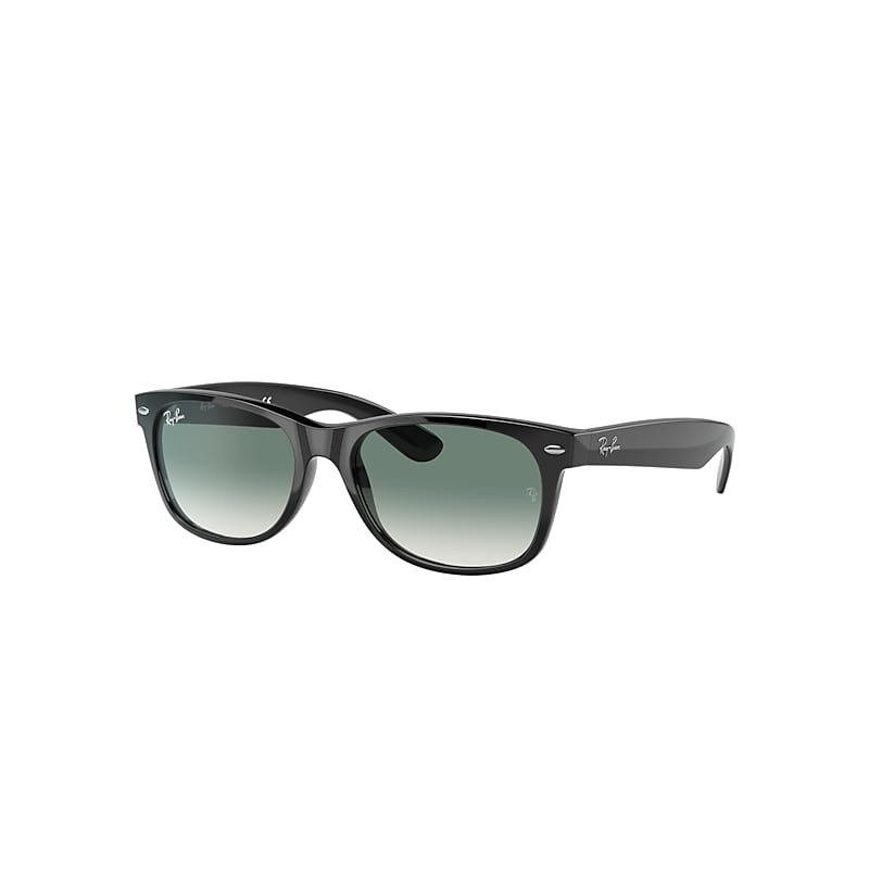 Ray-Ban New Wayfarer Flash Gradient Lenses Sunglasses Black Frame Green Lenses 55-18