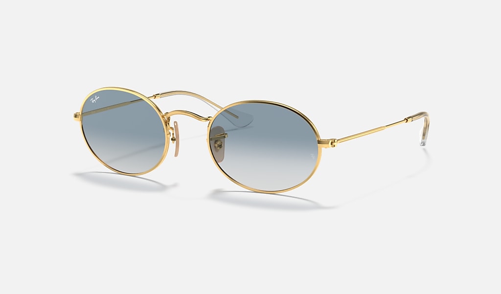 Oval Flat Lenses Sunglasses in Gold and Light Blue | Ray-Ban®