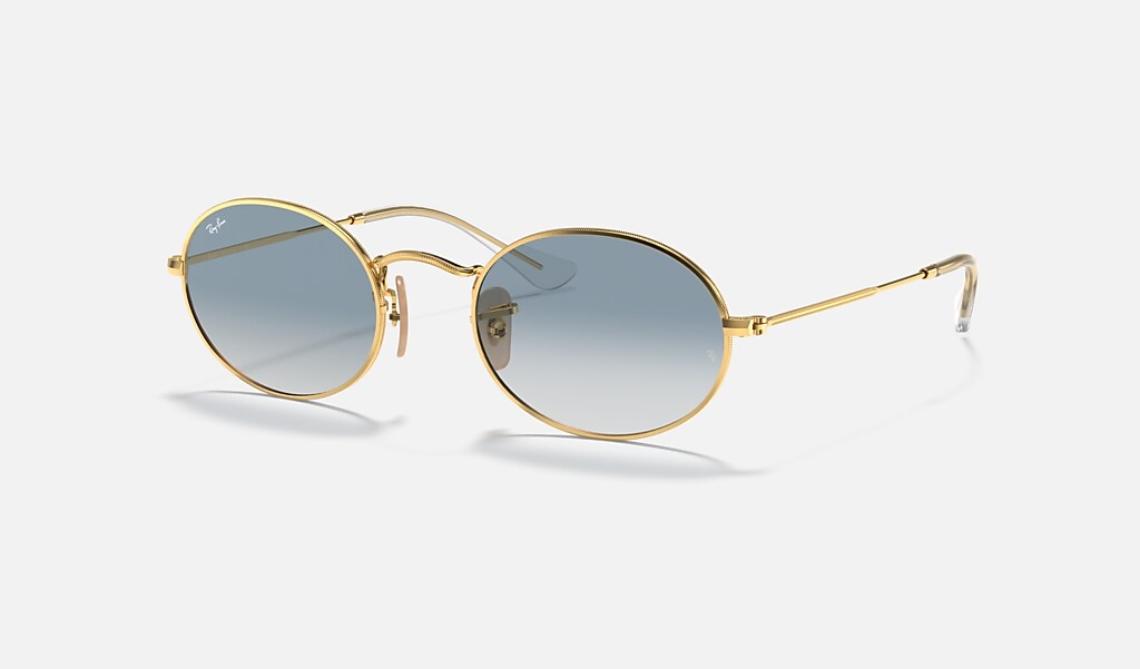 Tijdens ~ intellectueel vleet Oval Flat Lenses Sunglasses in Gold and Light Blue | Ray-Ban®