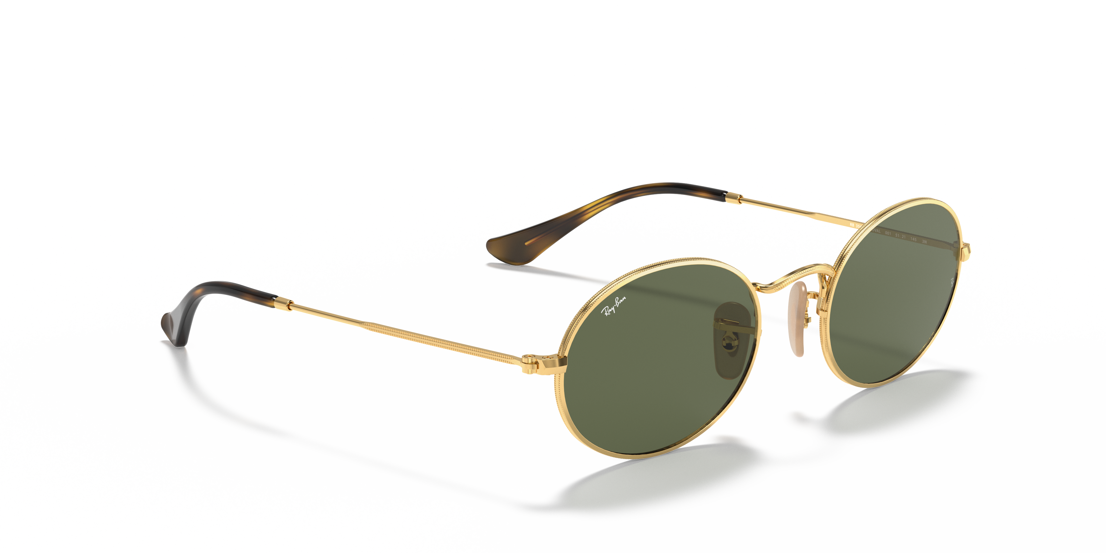 Oval Flat Lenses Sunglasses in Gold and Green | Ray-Ban®