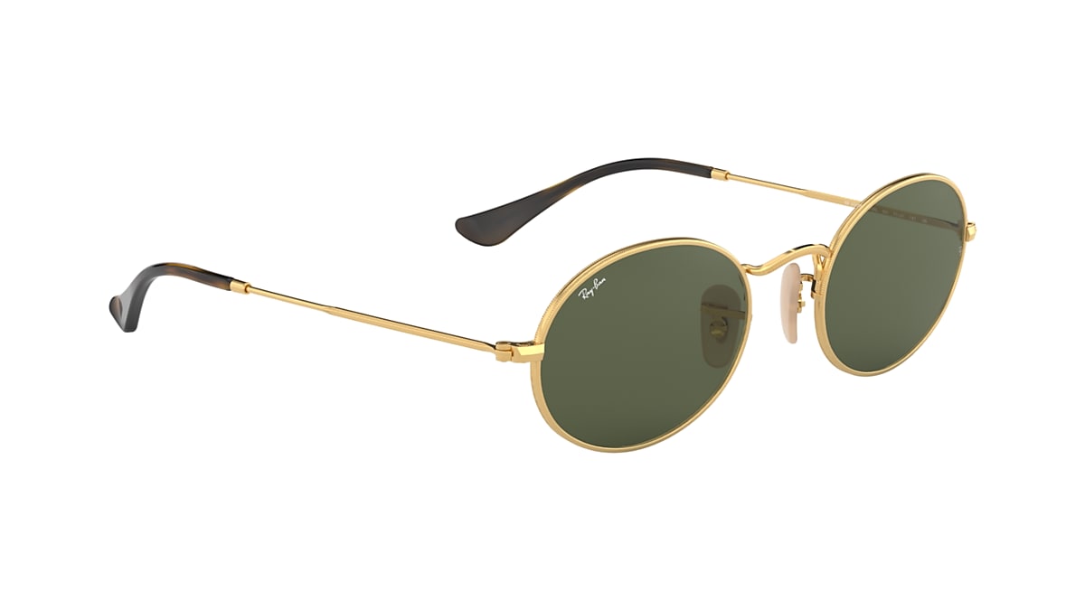 【レイバン公式ストア】 Ray-Ban® OVAL FLAT LENSES サングラス | Arista Gold X G-15 グリーン -  RB3547N