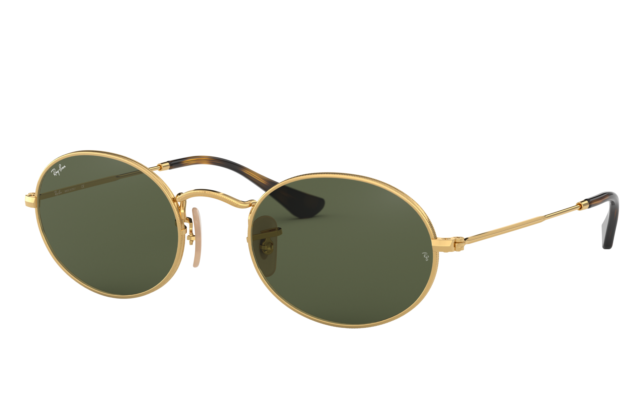 Accessoires Zonnebrillen Ovale zonnebrillen Rayban Ovale zonnebril zwart-goud casual uitstraling 