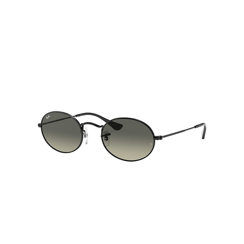 Ray-Ban Oval Flat Lenses Sunglasses Black Frame Grey Lenses 54-21