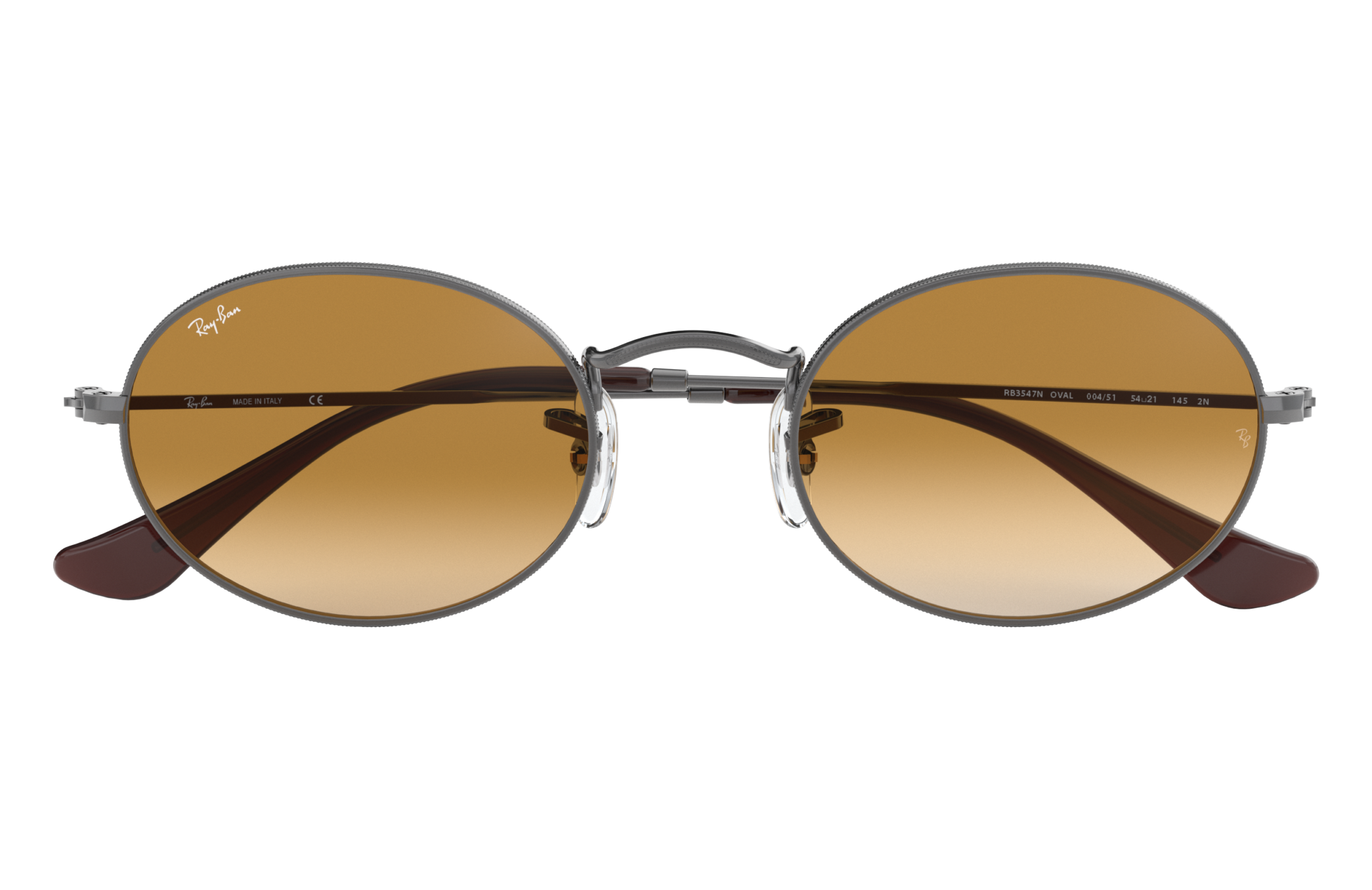 rayban rimless slim oval sunglasses in brown