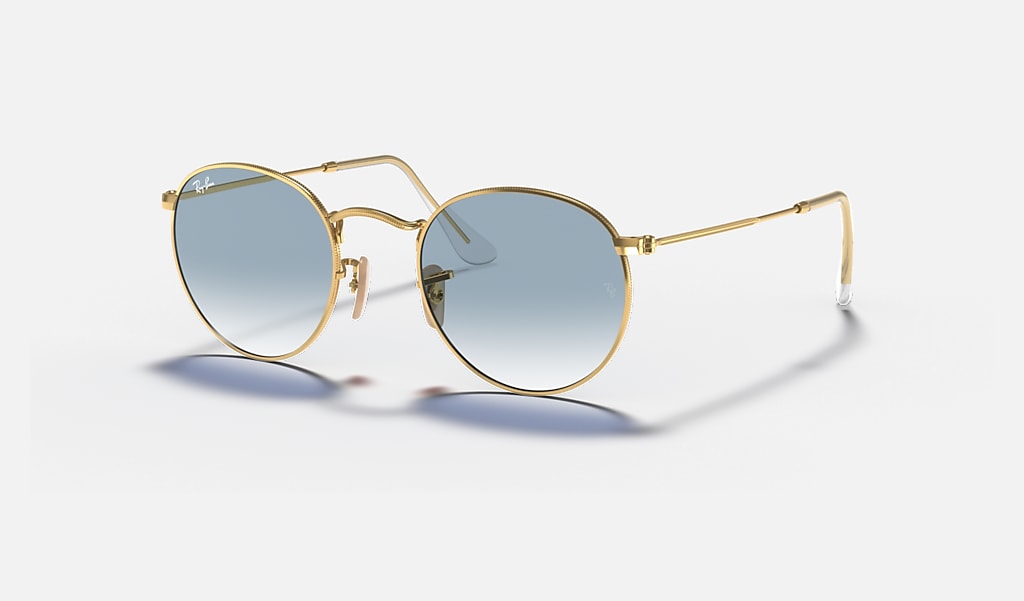 Stevig Dicteren Duur Round Flat Lenses Sunglasses in Gold and Light Blue | Ray-Ban®