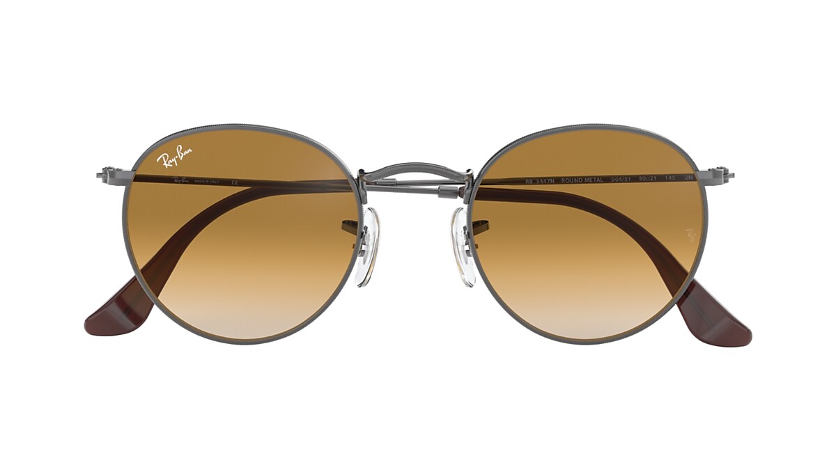 ROUND FLAT LENSES Sunglasses in Gunmetal and Brown RB3447N Ray