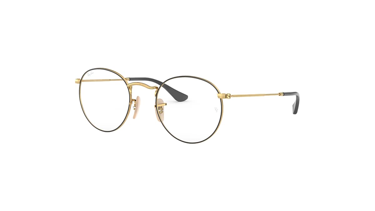 メガネ Ray Ban Unisex OPTICAL (0RX3447V 2991 GOLD ON TOP BLACK) ROUND METAL OPTICS Eyeglasses with Black On Gold Frame