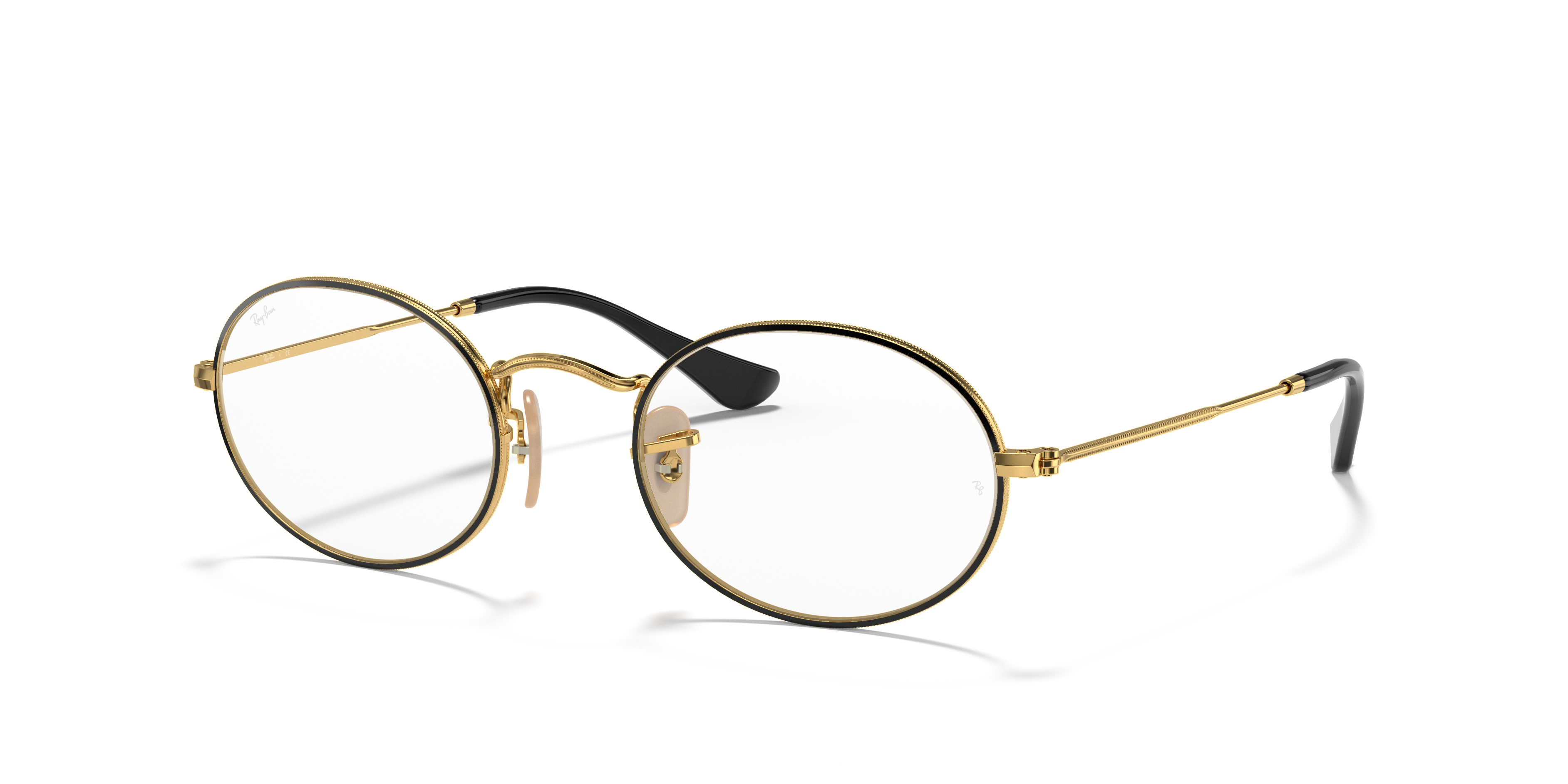 ray ban oval black and gold